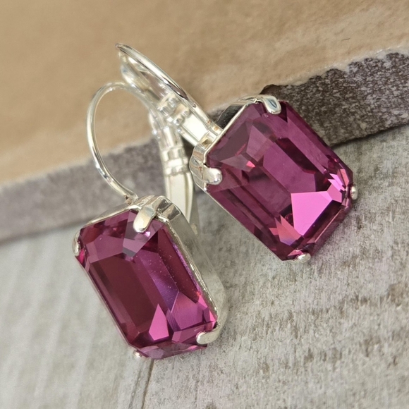 Austrian Crystal Earrings in Shiny Silver - Picture 2 of 8